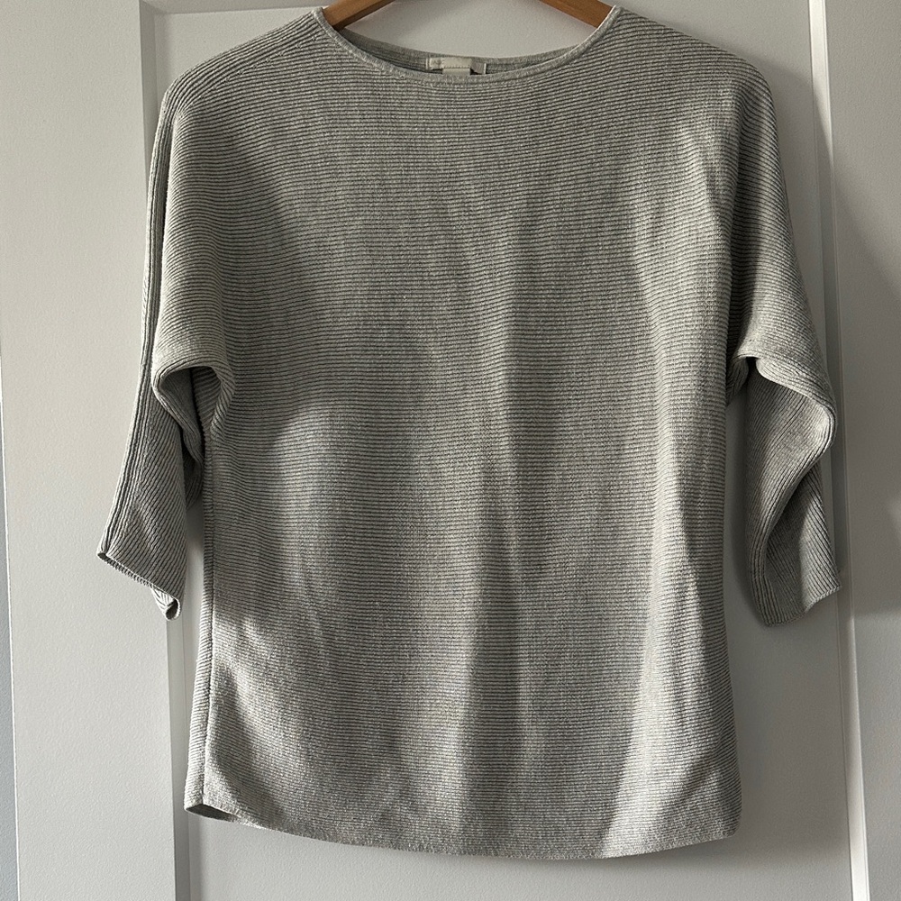 H&M| Gray wool blend boat neck 3/4 Sleeve sweater (size S)